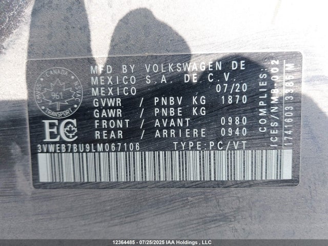 3VWEB7BU9LM067106 Volkswagen 1.4 tsi