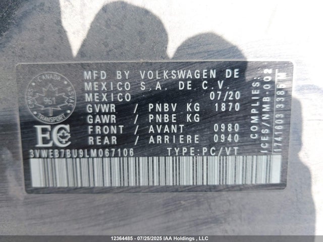 3VWEB7BU9LM067106 Volkswagen 1.4 tsi
