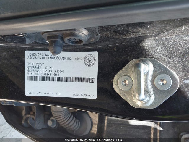 2HGFC1F93KH105662 Honda l15b7/l15by