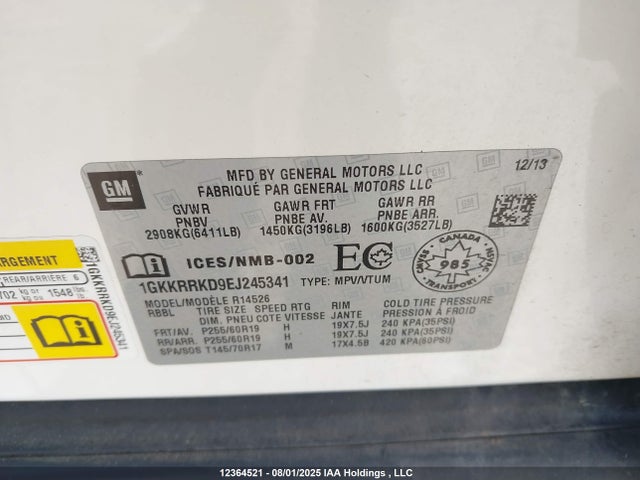 1GKKRRKD9EJ245341 GMC llt
