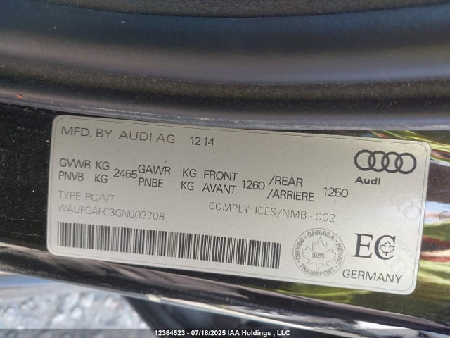 WAUFGAFC3GN003708 Audi 2.0t