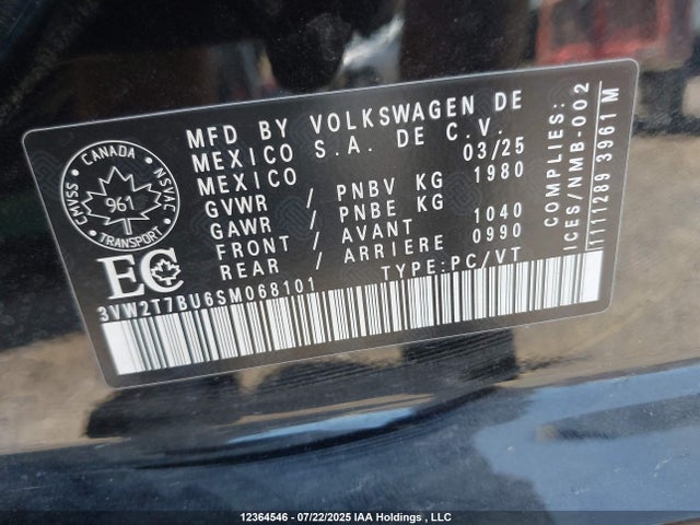 3VW2T7BU6SM068101 Volkswagen tsi