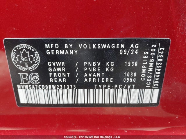 WVWSA7CD9RW231373 Volkswagen 2.0 tsi