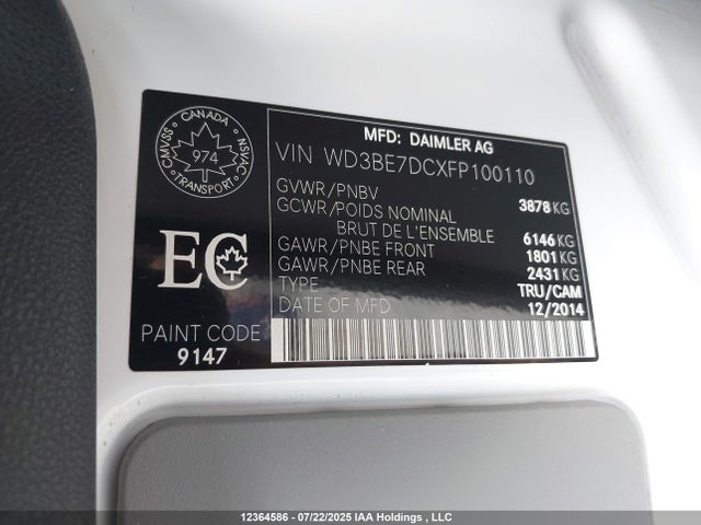 WD3BE7DCXFP100110 Mercedes-Benz Sprinter