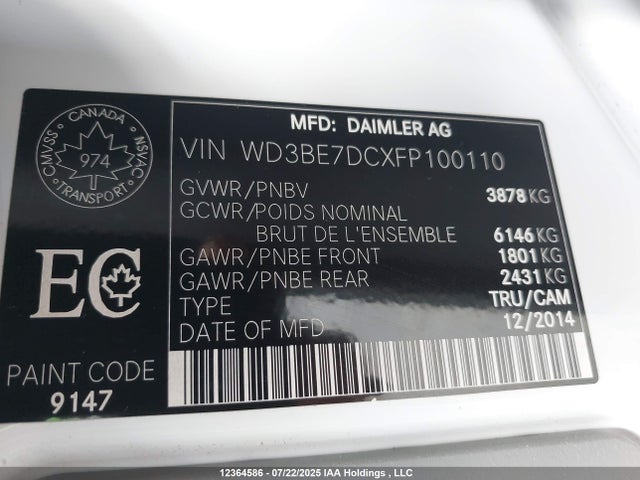 WD3BE7DCXFP100110 Mercedes-Benz Sprinter