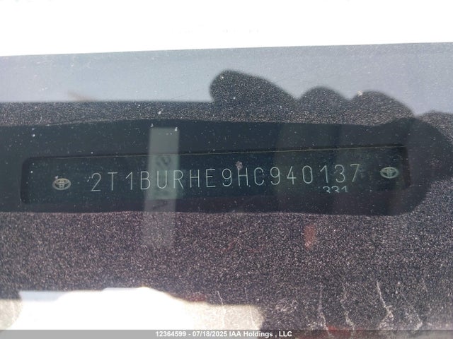 12364599 :رقم المزاد ، 2T1BURHE9HC940137 vin ، 2017 Toyota Corolla Se مزاد بيع