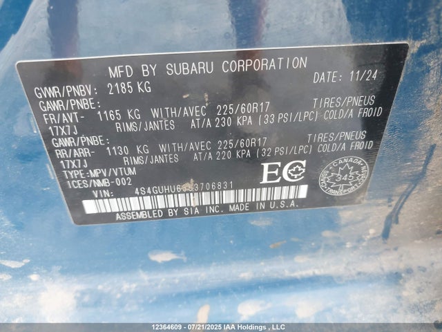 4S4GUHU63S3706831 Subaru na