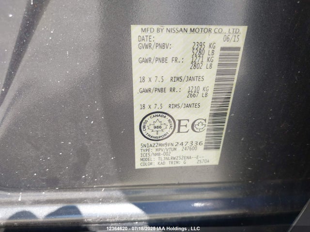 5N1AZ2MH9FN247336 Nissan 2015