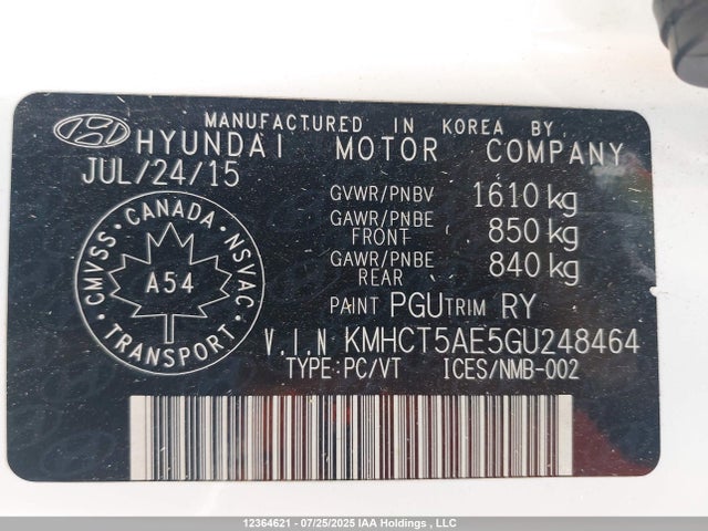 KMHCT5AE5GU248464 Hyundai dohc gdi gamma