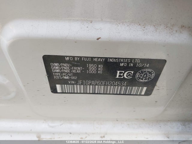 JF1GPAP60FH204534 Subaru 2.0l na