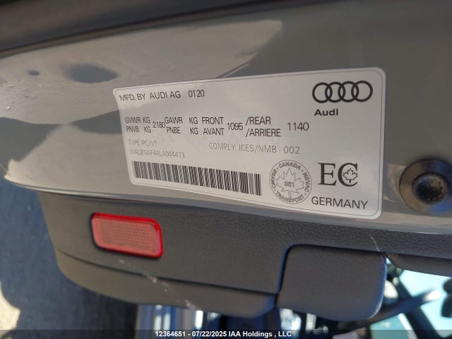 Audi A4 2020 WAUENAF44LA044473 Image 9