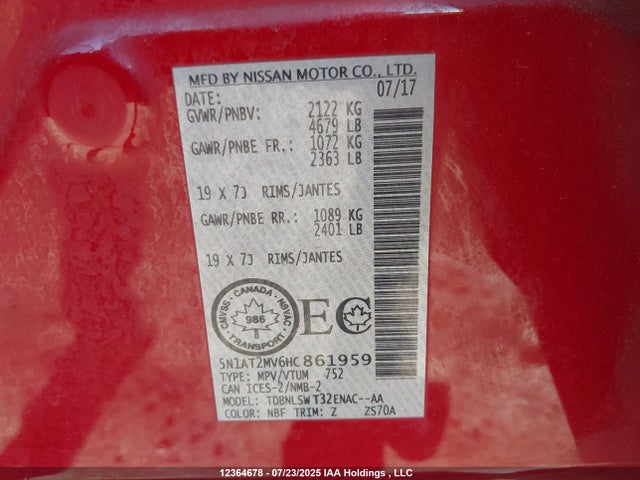 5N1AT2MV6HC861959 Nissan 2017