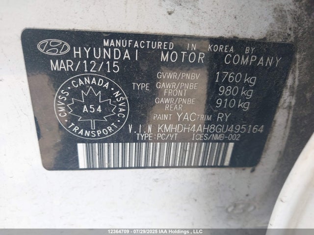KMHDH4AH8GU495164 Hyundai dohc gdi nu