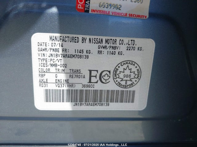 JN1BV7AR4EM708139 Infiniti Q50