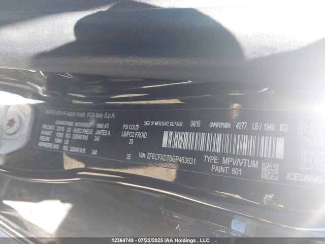 Fiat 2016 2016 ZFBCFXDT6GP463631 Image 9
