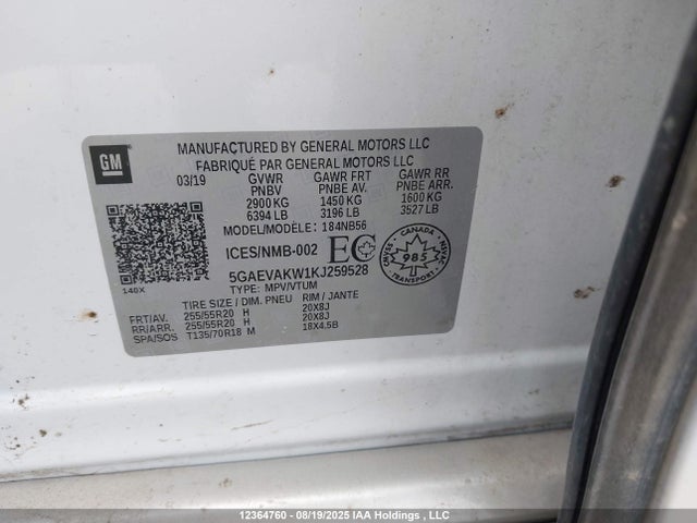 Buick lfy - spark ignited direct injection, atss, gen1 2019 5GAEVAKW1KJ259528 Image 9