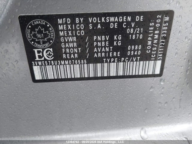 3VWE57BU3MM076585 Volkswagen tsi