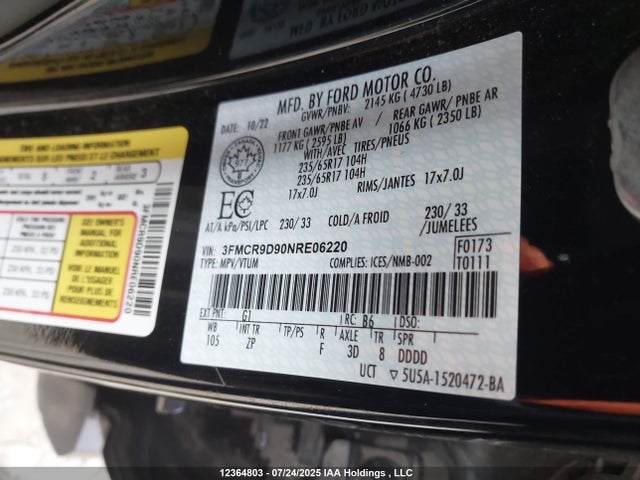 3FMCR9D90NRE06220 Ford gtdi