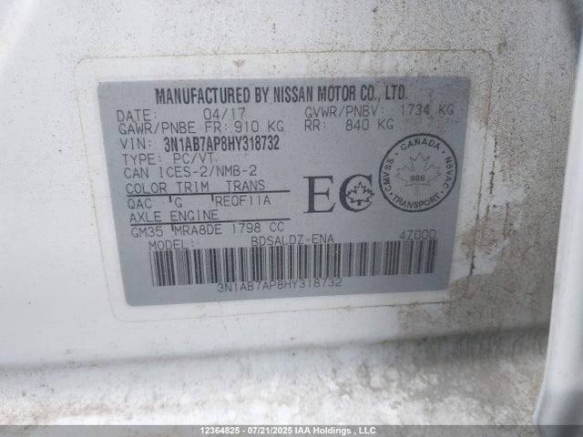 3N1AB7AP8HY318732 Nissan Sentra