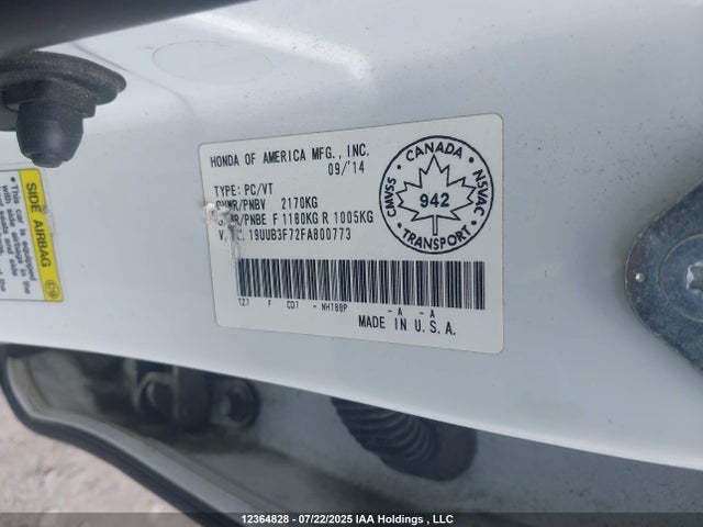 Acura j35y6 2015 19UUB3F72FA800773 Image 9