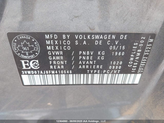 3VWD07AJ8FM410548 Volkswagen 1.8t