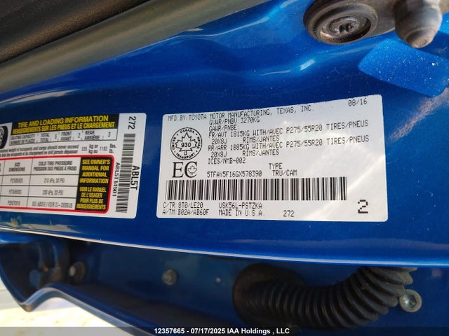 5TFAY5F16GX578390 Toyota 3ur-fe