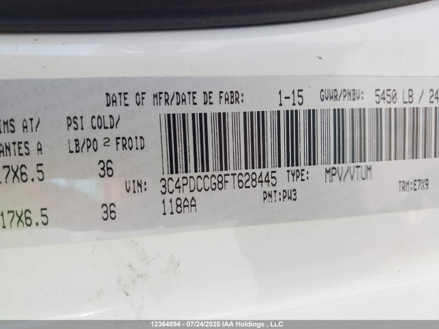 3C4PDCCG8FT628445 Dodge 2015