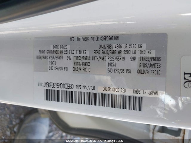 Mazda py turbo 2021 JM3KFBEY5M0103980 Image 9