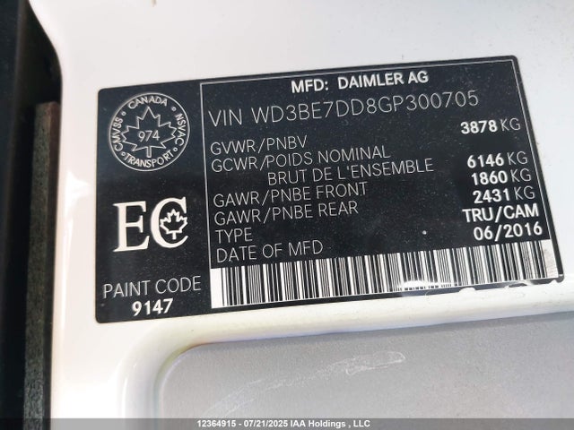 WD3BE7DD8GP300705 Mercedes-Benz Sprinter