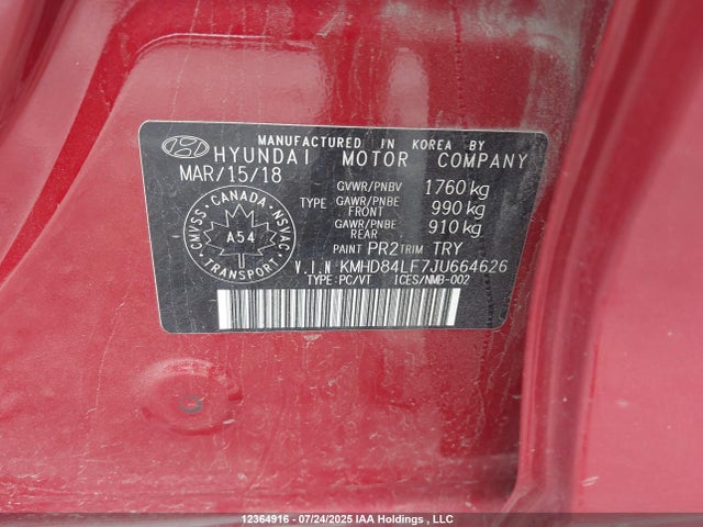 KMHD84LF7JU664626 Hyundai mpi nu