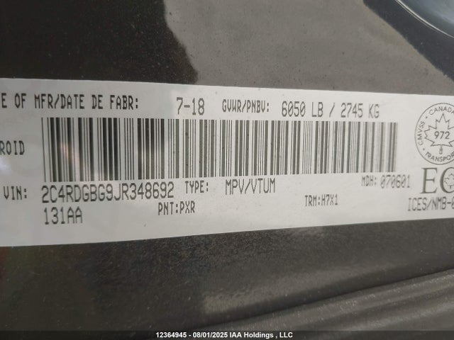 2C4RDGBG9JR348692 Dodge Grand Caravan