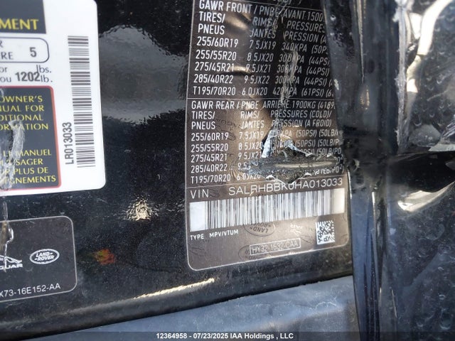 SALRHBBK0HA013033 Land Rover td6 lev3 lev160