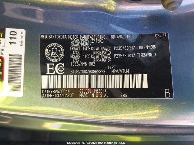 5TDKZ3DC7HS862323 Toyota 2gr-fks