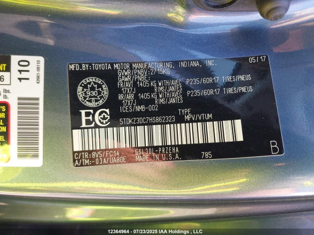 5TDKZ3DC7HS862323 Toyota 2gr-fks