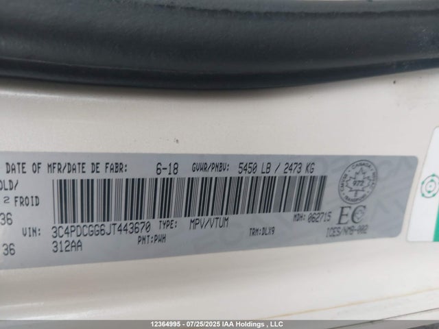 3C4PDCGG6JT443670 Dodge 2018