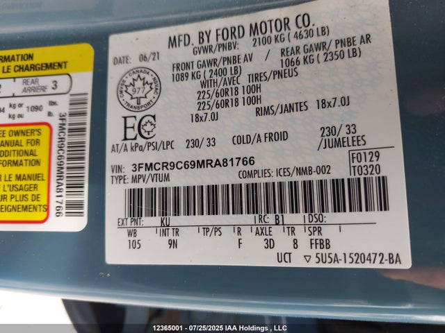 3FMCR9C69MRA81766 Ford dragon