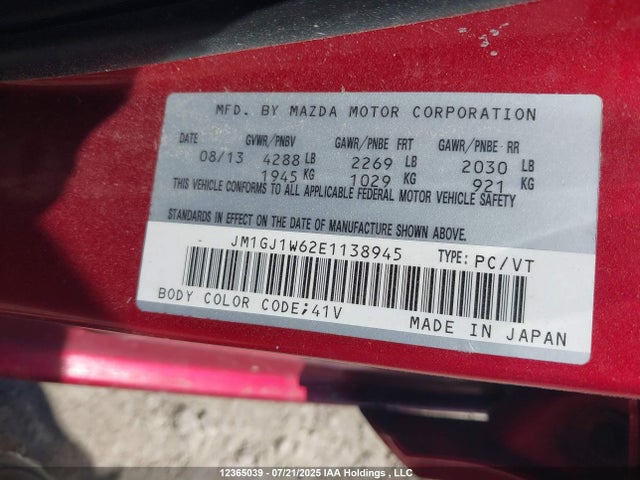 JM1GJ1W62E1138945 Mazda Mazda6 Gt