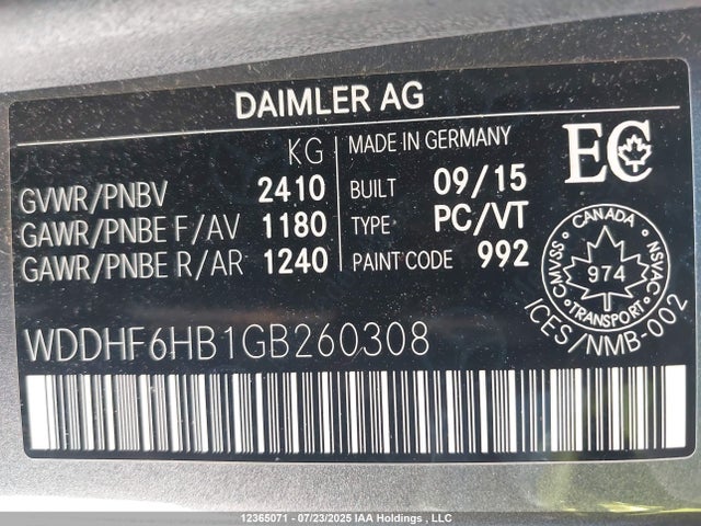 WDDHF6HB1GB260308 Mercedes-Benz 2016