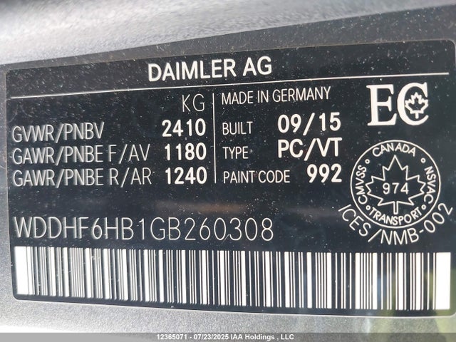 WDDHF6HB1GB260308 Mercedes-Benz 2016