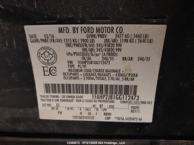 1FAHP2J81GG112473 Ford 2016