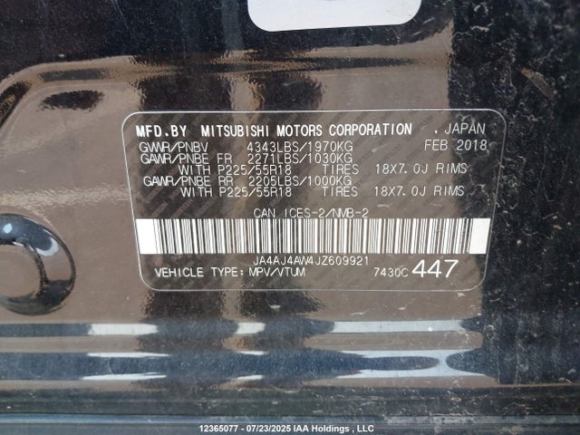 JA4AJ4AW4JZ609921 Mitsubishi mivec