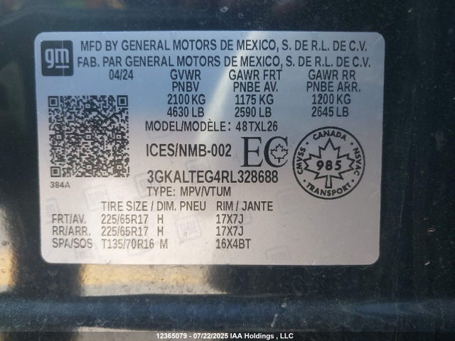 3GKALTEG4RL328688 GMC lsd