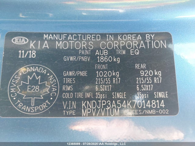 KIA g gdi 2019 KNDJP3A54K7014814 Image 9