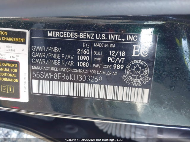 55SWF8EB6KU303269 Mercedes-Benz C 300 4matic