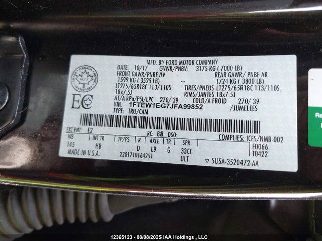 Ford 3.5l gtdi 2018 1FTEW1EG7JFA99852 Image 18