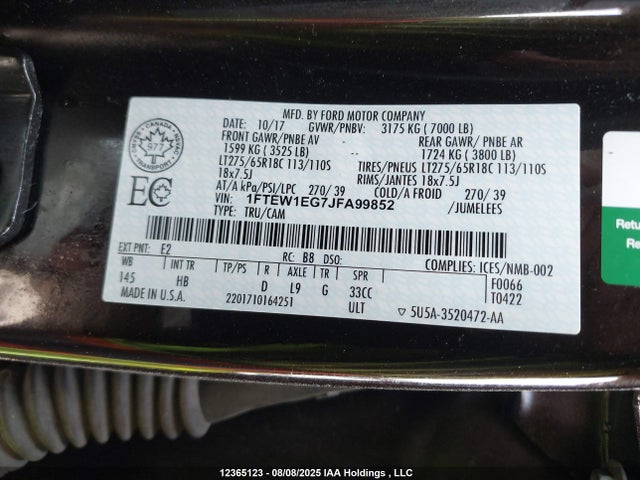 Ford 3.5l gtdi 2018 1FTEW1EG7JFA99852 Image 19