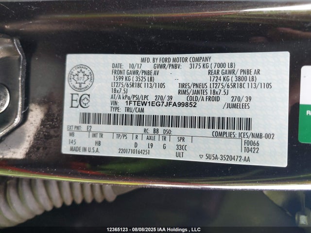 Ford 3.5l gtdi 2018 1FTEW1EG7JFA99852 Image 9