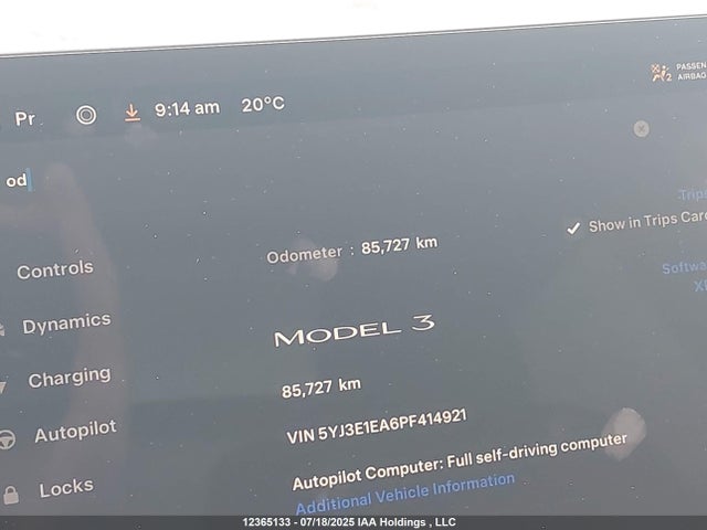 5YJ3E1EA6PF414921 Tesla 2023