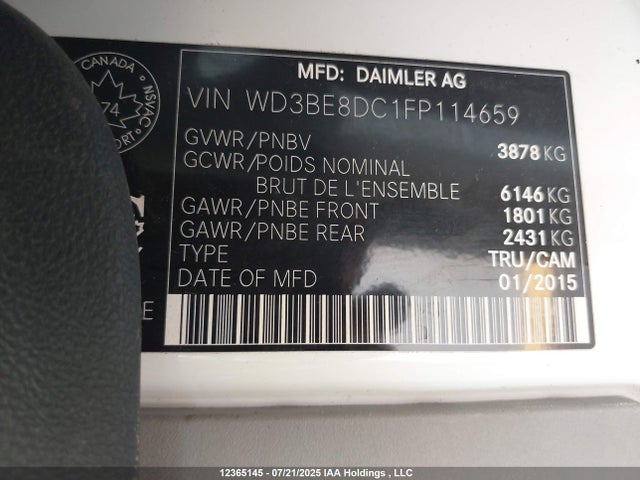 WD3BE8DC1FP114659 Mercedes-Benz 2015