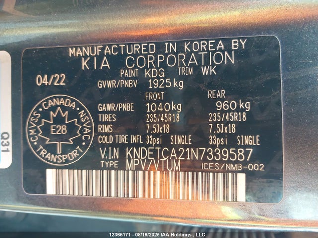 KIA gamma, t-gdi 2022 KNDETCA21N7339587 Image 9